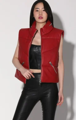 Leather>Walter Baker Landon Vest, Red-Puffer Leather