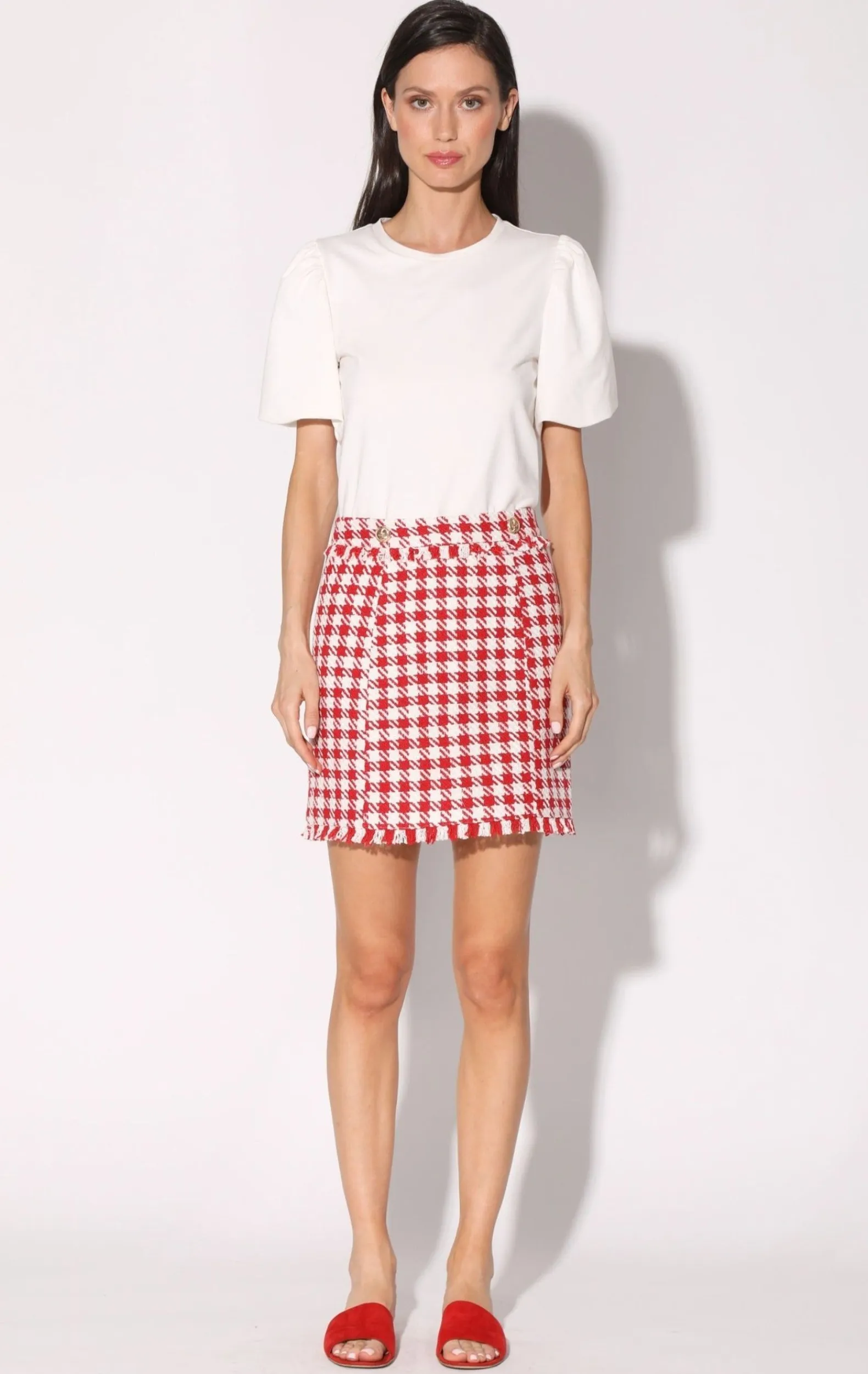 Bottoms>Walter Baker Laurette Skirt, Picnic Tweed Red