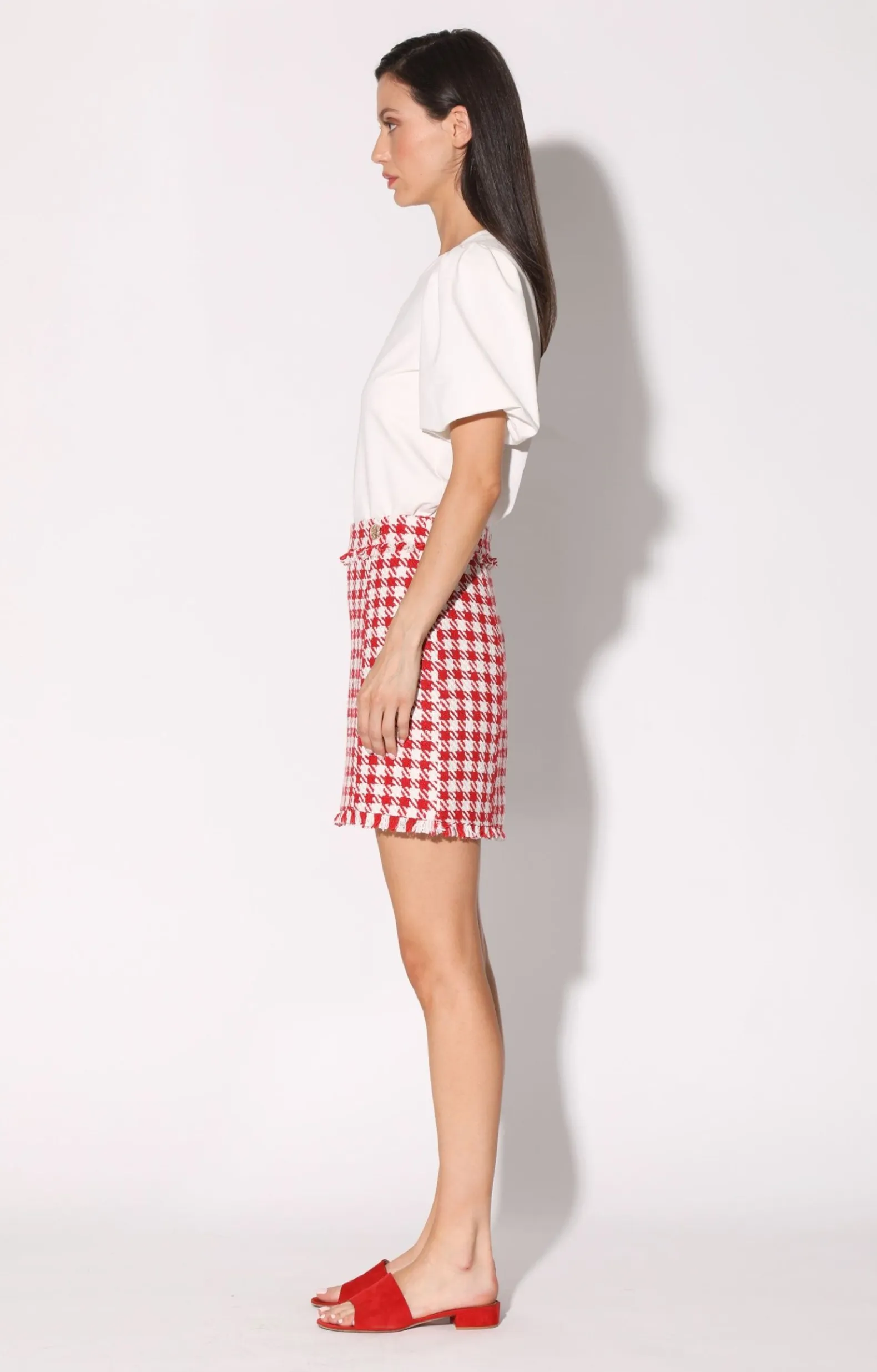 Bottoms>Walter Baker Laurette Skirt, Picnic Tweed Red
