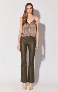 Bottoms>Walter Baker Lexie Pant, Moss-Stretch Leather