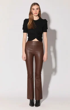 Leather>Walter Baker Lexie Pant, Walnut-Stretch Leather