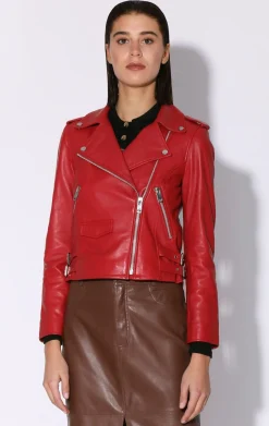 Leather>Walter Baker Liz Jacket, Red-Leather