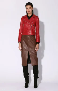 Leather>Walter Baker Liz Jacket, Red-Leather