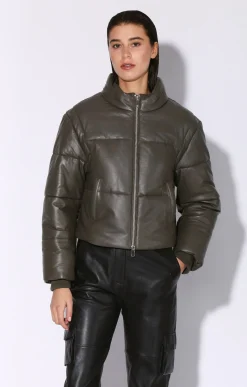 Leather>Walter Baker Lorenza Jacket, Moss-Leather