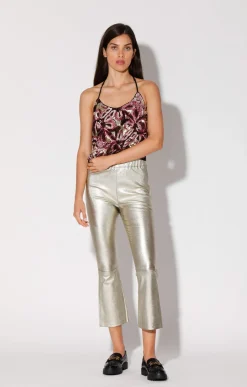 Bottoms>Walter Baker Lori Pant, Gold-Stretch Leather