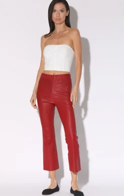 Leather>Walter Baker Lori Pant, Red-Leather