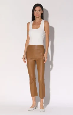 Bottoms>Walter Baker Luisa Pant, Camel-Stretch Leather