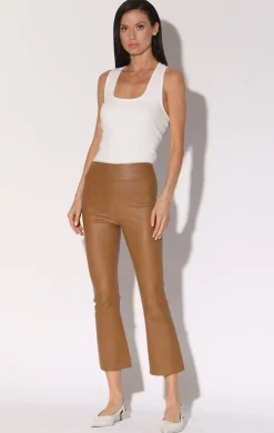 Leather>Walter Baker Luisa Pant, Camel-Stretch Leather