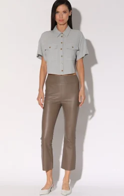Leather>Walter Baker Luisa Pant, Sand-Stretch Leather
