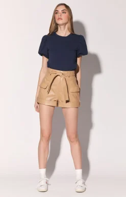 Bottoms>Walter Baker Marcos Short, Latte-Leather