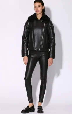 Leather>Walter Baker Mariah Jacket, Black Leather Black Fur-Leather Shearling