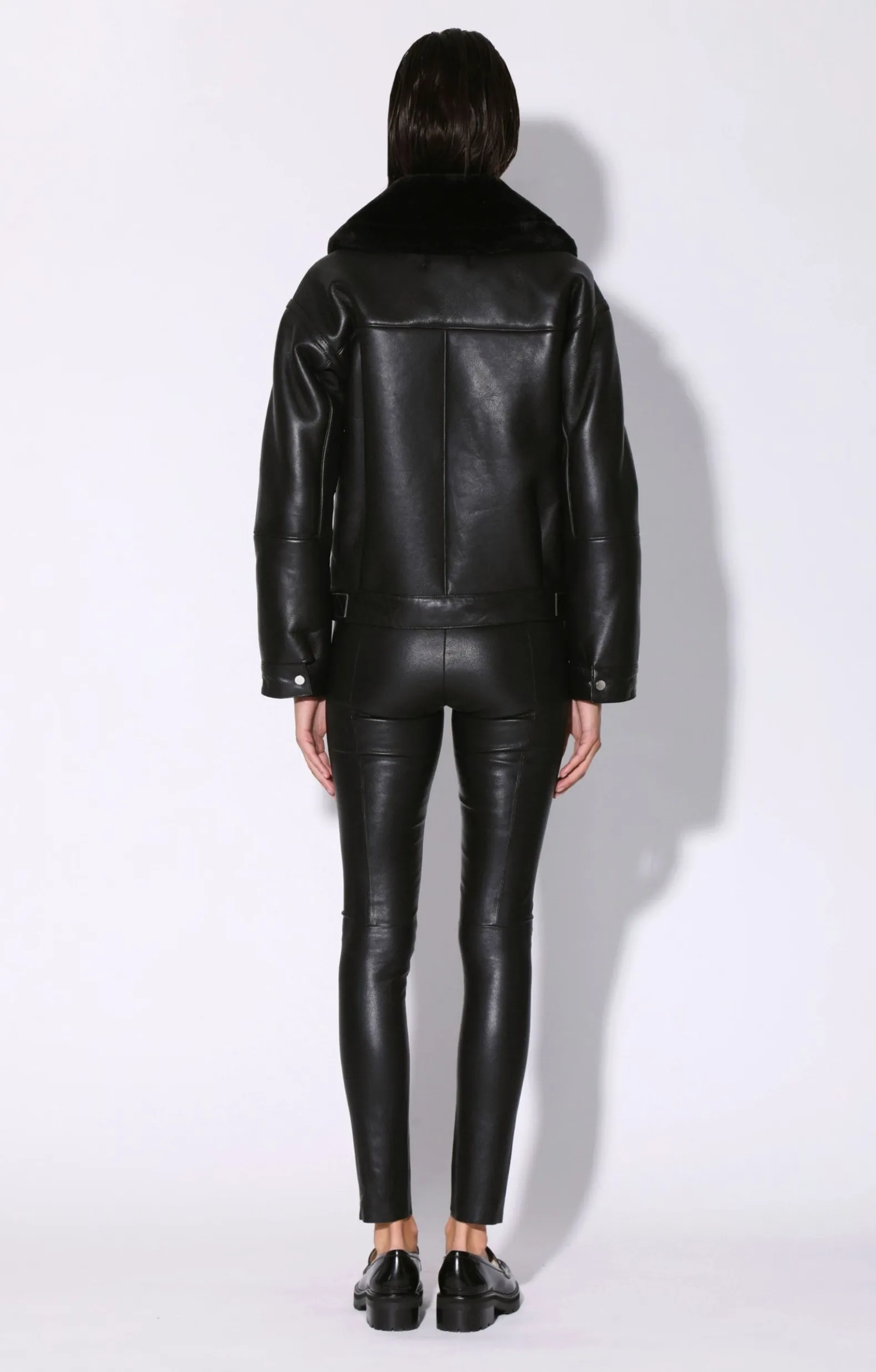 Leather>Walter Baker Mariah Jacket, Black Leather Black Fur-Leather Shearling