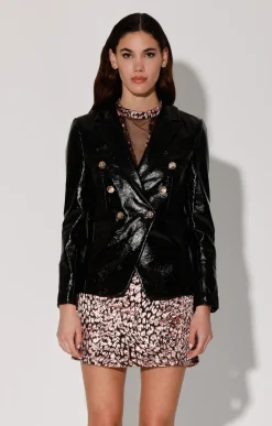 Jackets>Walter Baker Marley Blazer, Black Patent-Leather