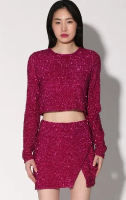 Tops>Walter Baker Megan Top, Magenta Rush Sequin