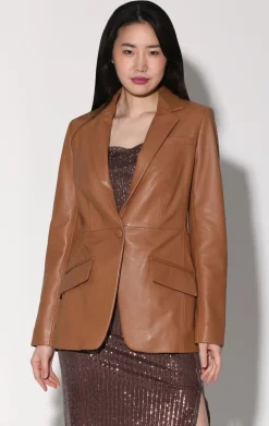 Leather>Walter Baker Mia Blazer, Camel-Leather