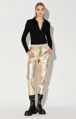 Bottoms>Walter Baker Minh Jogger, Gold-Leather