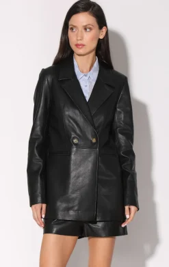 Leather>Walter Baker Misha Blazer, Black-Leather