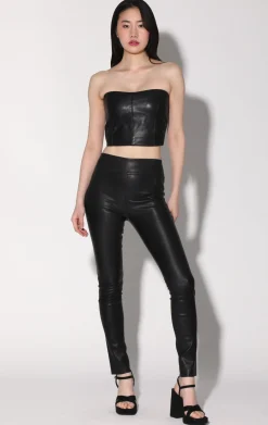 Bottoms>Walter Baker Raquelle Pant, Black-Stretch Leather