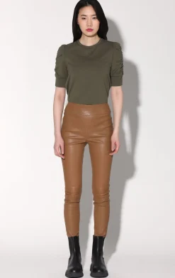 Leather>Walter Baker Raquelle Pant, Camel-Stretch Leather