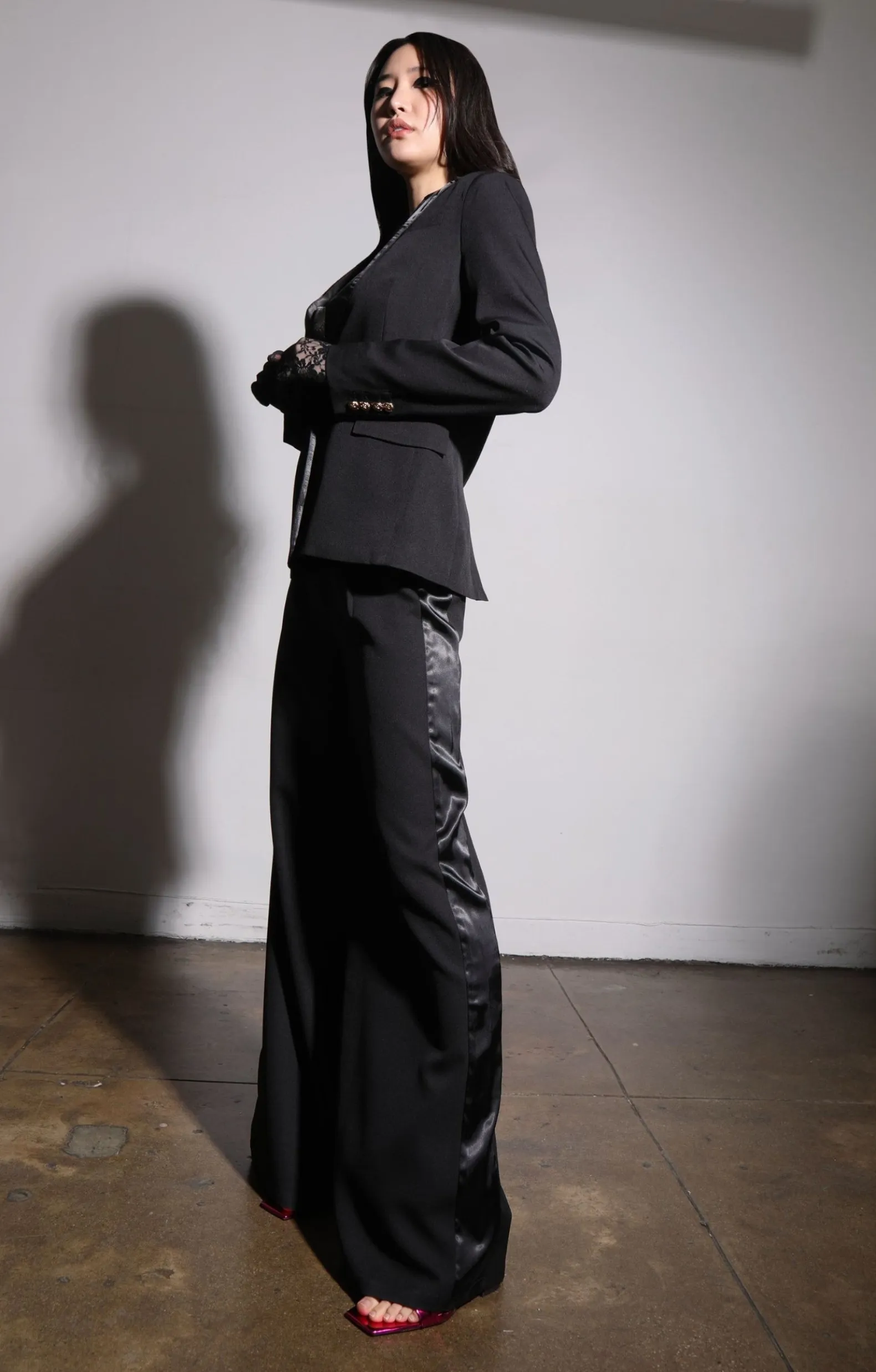 Jackets>Walter Baker Rebecca Blazer, Black Tux Suiting