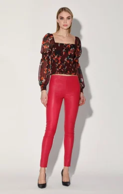 Bottoms>Walter Baker Roxanna Pant, Cerise-Stretch Leather