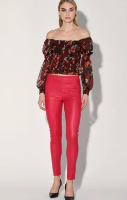 Leather>Walter Baker Roxanna Pant, Cerise-Stretch Leather