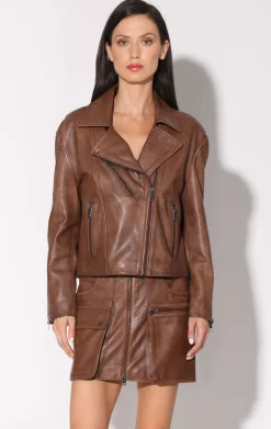 Leather>Walter Baker Sammy Jacket, Teak-Leather