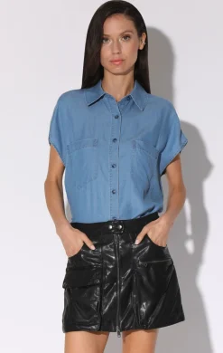 Bottoms>Walter Baker Shirley Skirt, Black-Leather