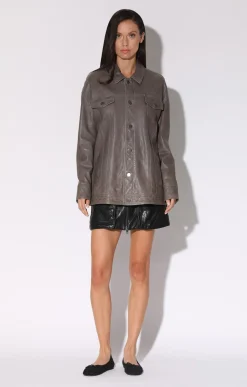 Leather>Walter Baker Sutton Jacket, Dark Taupe-Vt Wash Leather