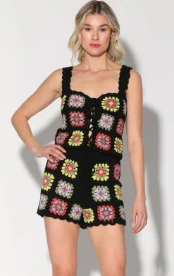 Tops>Walter Baker Tamara Top, Patchwork Crochet