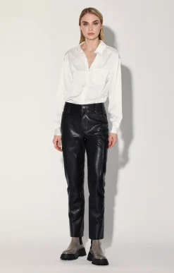 Leather>Walter Baker Yvette Pant, Black-Leather