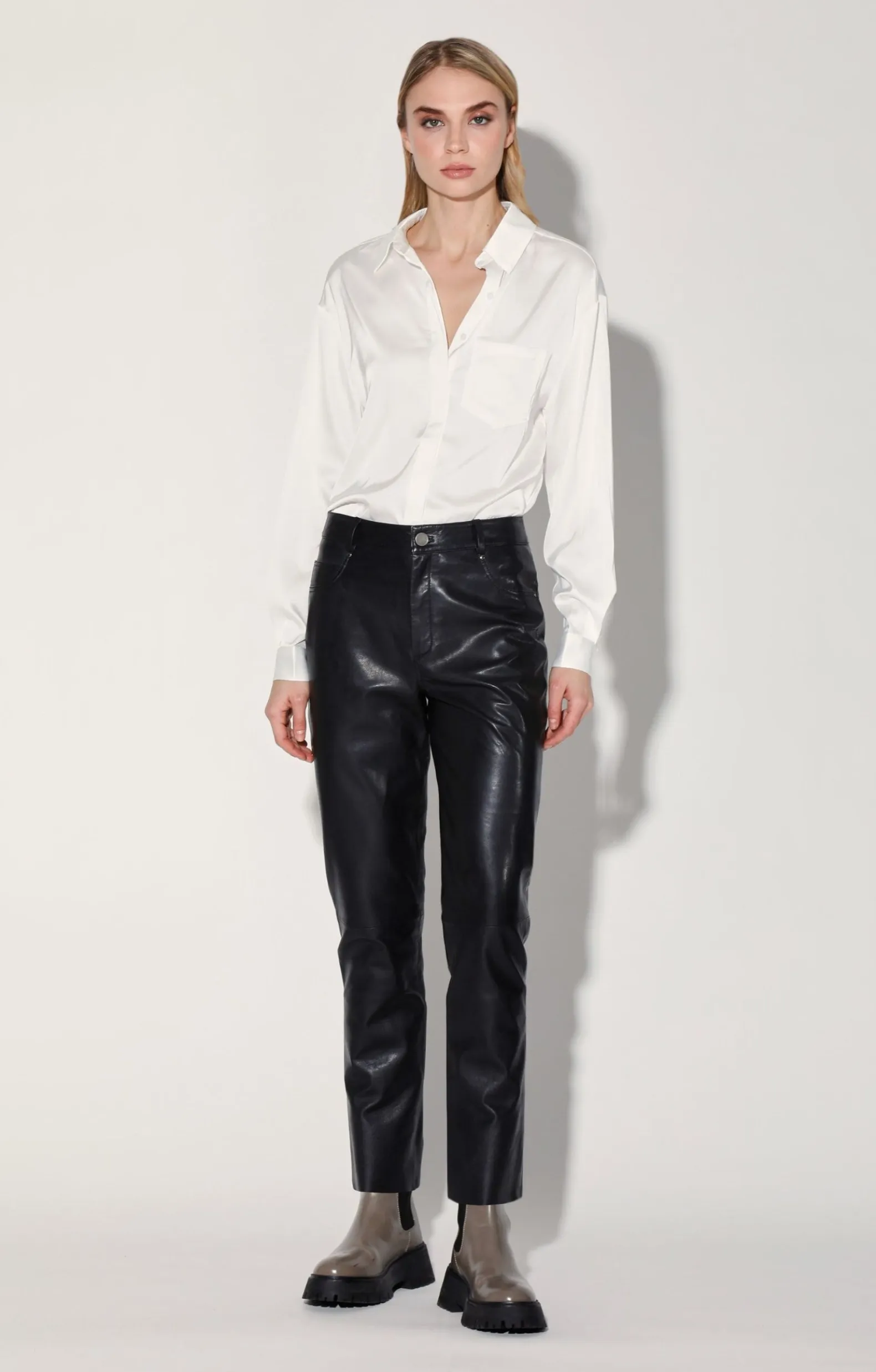 Bottoms>Walter Baker Yvette Pant, Black-Leather